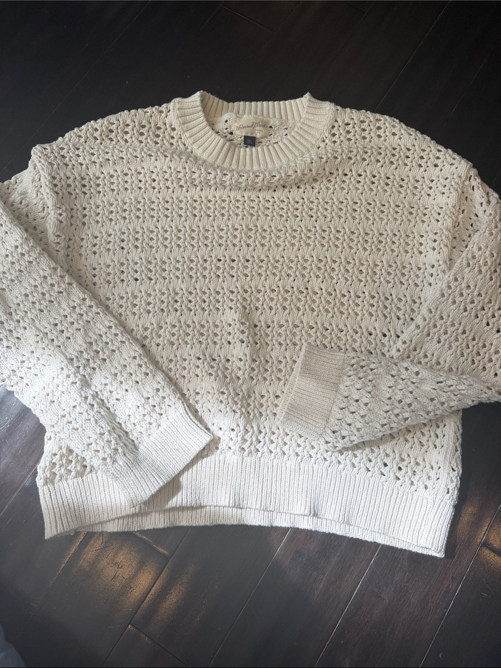 Universal Thread Cream Open-Knit Crewneck Sweater
